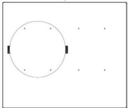 Simple diagram with a circle and two black rectangular blocks on the left side, no text or symbols present.