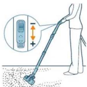 Diagram showing a person using a mobile phone to clean or install a floor plan, with an inset highlighting the device's height difference.