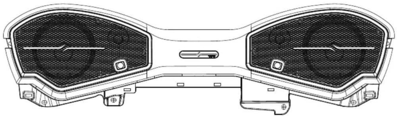 Technical line drawing of a multi-chamber electric scooter with front and side panels (no text or symbols)