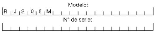 R | J | 2 | 0 | 8 | M | Modelo: N° de serie: