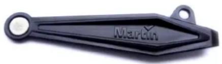 Black plastic mechanical component labeled 'Martin' with two circular ends (no additional text or symbols)