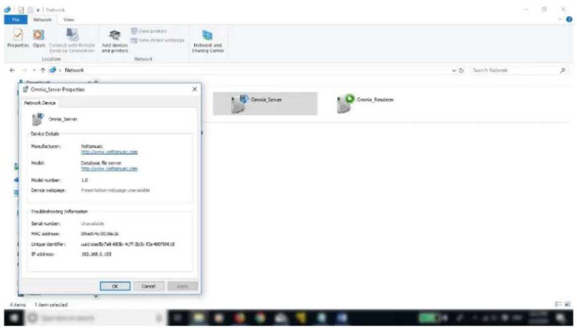 Network File Network View Properties Open Connect with Remote Desktop Connection Add devices and printers View printers View device webpage Network Network and Sharing Center Location Network Omnia_Server Properties Network Device Omnia_Server Device Details Manufacturer: Yotianusic http://www.yotia…