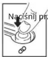 Diagram showing a hand inserting a component into a cylindrical structure, alongside a stack of cylindrical rods (no text or symbols present).
