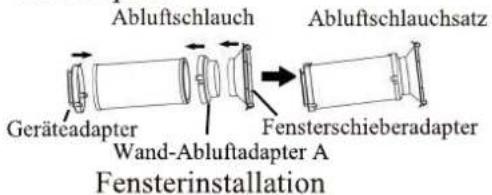 Abluftschlauch Abluftschlauchsatz Geräteadapter Wand-Abluftadapter A Fensterinstallation