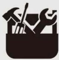 Silhouette icon of a toolbox with tools including a hammer, wrench, and screwdriver (no text or symbols)