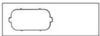 Simple rectangular outline with rounded corners and a central oval shape, no text or symbols present.