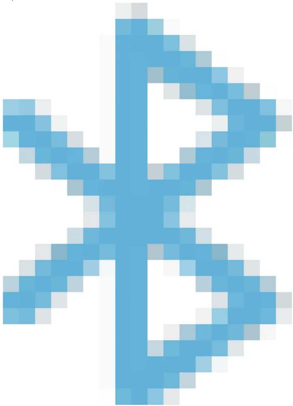 Pixelated blue cross symbol on white background, no text or symbols present