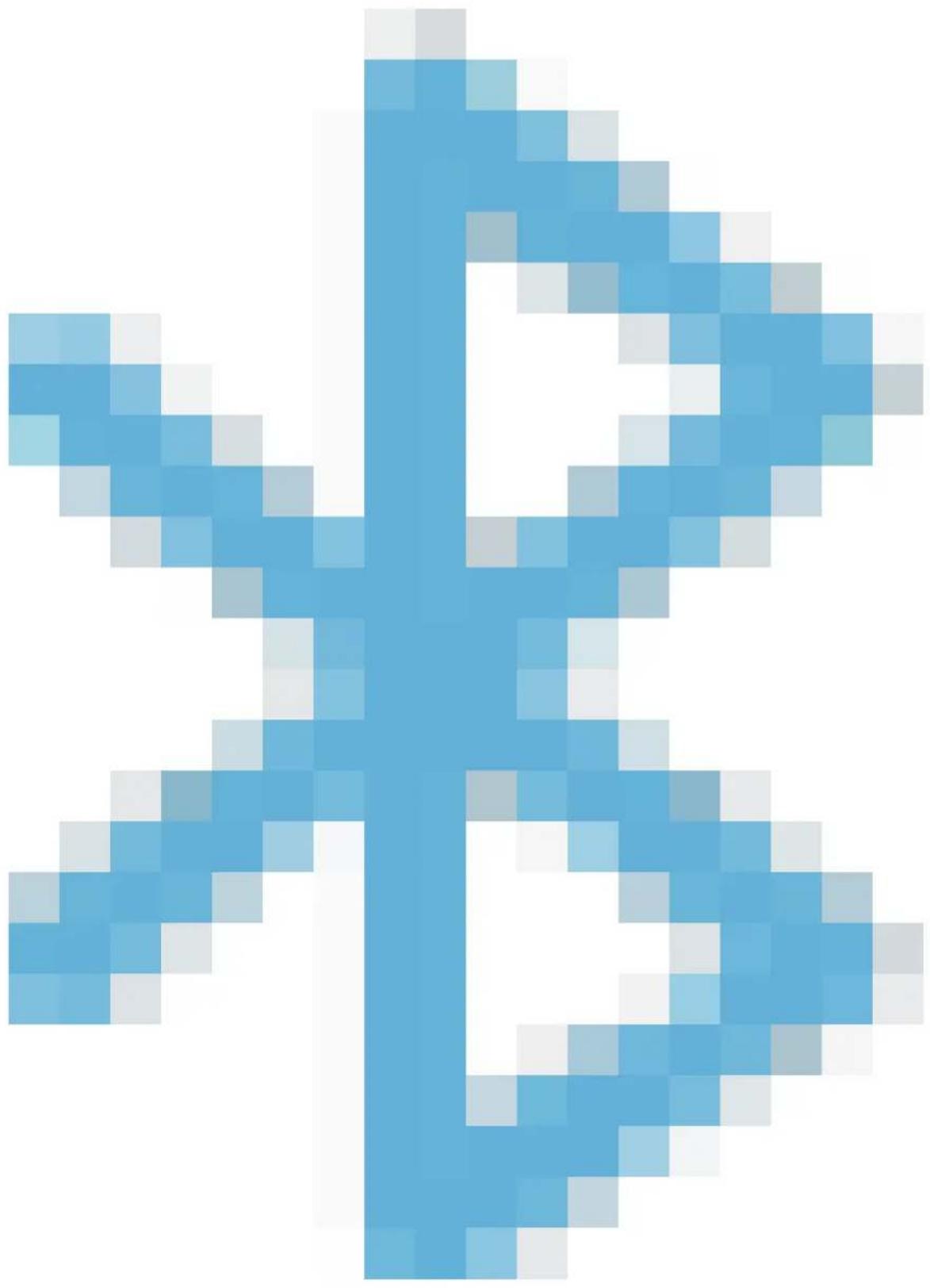 Pixelated blue cross symbol on white background, no text or symbols present