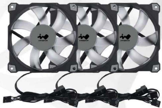 Three identical black-framed fans with 'mwwin' branding, connected to a coiled cable (no text or symbols visible)