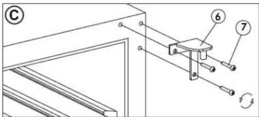 Technical diagram showing a mechanical assembly with numbered components and rotation indicator