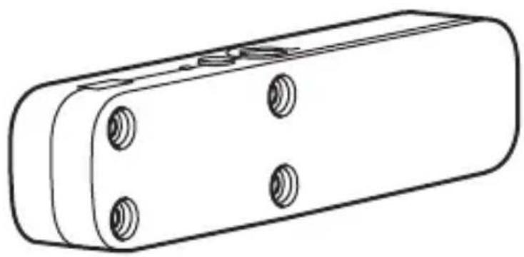 Dessin technique au trait d'un composant mécanique cylindrique avec quatre trous circulaires (sans texte ni symboles)