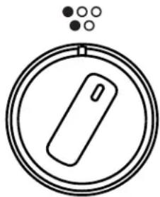 Simple line drawing of a device inside a circular frame with dots above (no text or symbols)