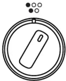 Simple line drawing of a device inside a circular frame with dots above (no text or symbols)