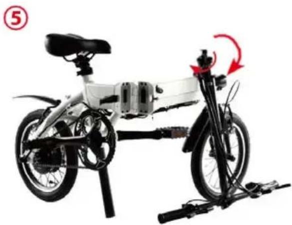 Side view of a white electric bicycle with visible battery, suspension, and front-mounted legs (no text or symbols).