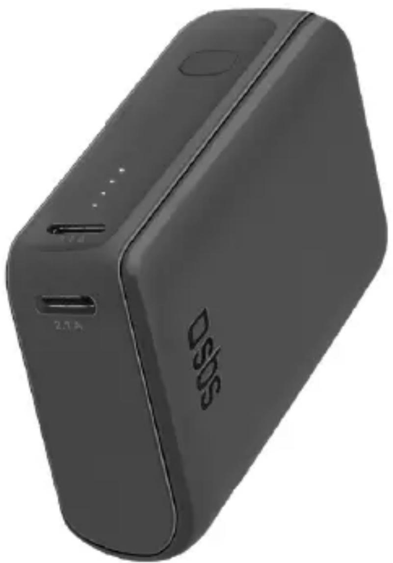 Exterior view of a gray DSOS charging device (no visible text or symbols on body)