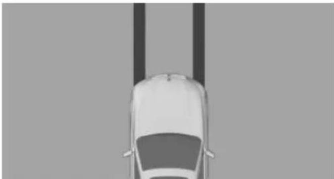 Top-down view of a car with two vertical posts above the roof (no text or symbols visible)