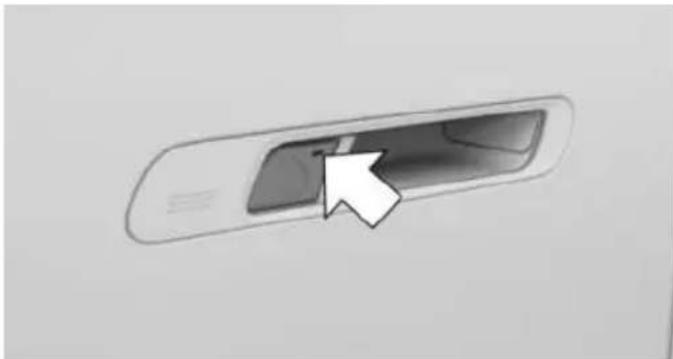 Close-up of a mobile phone button with a white arrow pointing to the left side (no text or symbols visible)