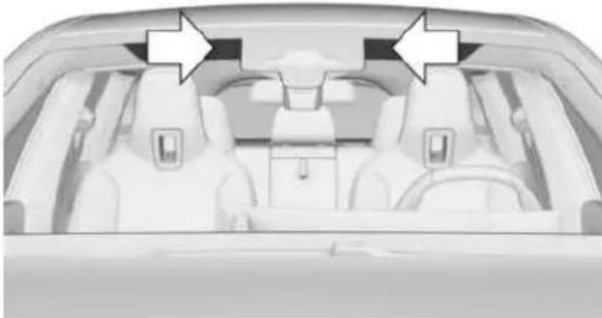 Interior view of a car showing three seats and two rear seats, with two white arrows pointing to the front seat (no text or symbols present)