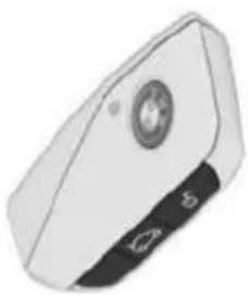 Illustration of a white rectangular device with a circular button and a black base (no text or symbols)