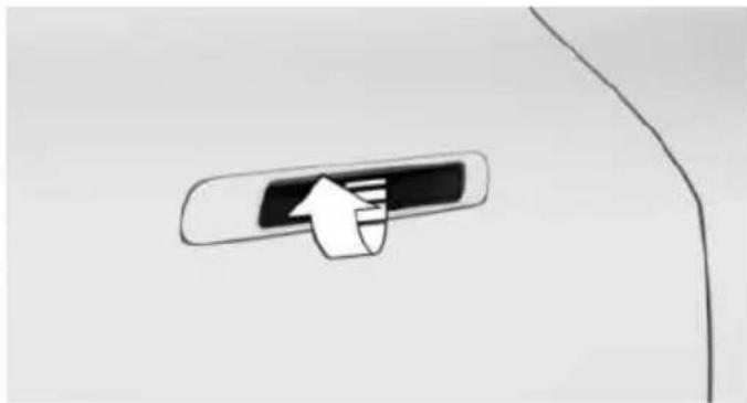 Simple line drawing of a car door with an arrow pointing to the left side (no text or symbols)