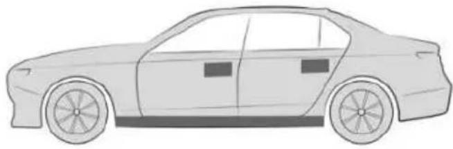 Side profile illustration of a sedan car with visible door and wheels (no text or symbols)