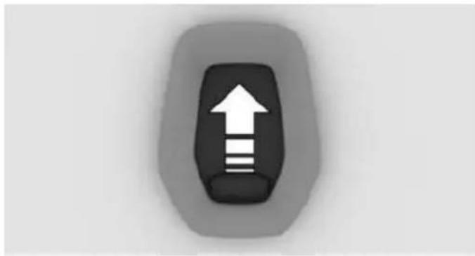 Gray button with a white upward arrow and three horizontal lines inside, no text or symbols present.