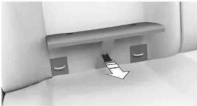 Interior view of a vehicle cabin with a door handle and two side drawers, showing no text or symbols.