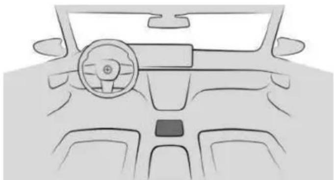 Front view of a car dashboard and steering wheel (no text or symbols visible)