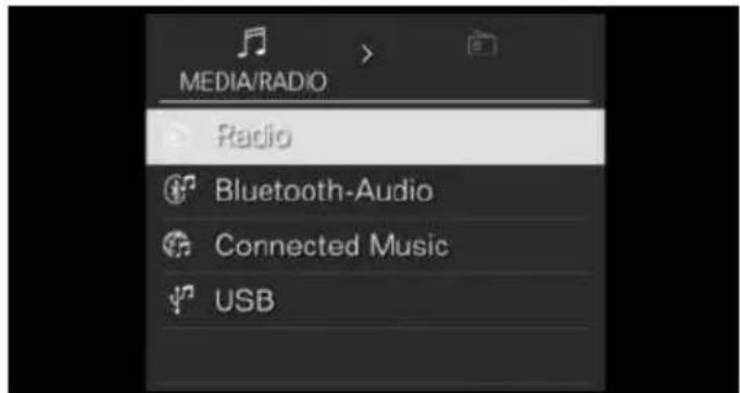 MEDIA/RADIO Radio Bluetooth-Audio Connected Music USB