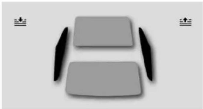 Abstract diagram with two gray rectangular shapes and two black curved shapes, no text or symbols present