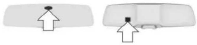 Two car rearview diagrams showing upward arrows pointing to the dashboard (no text or symbols)