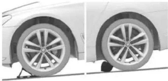 Side-by-side comparison of a car wheel rim and its rear wheel rim, showing structural details (no text or symbols visible)