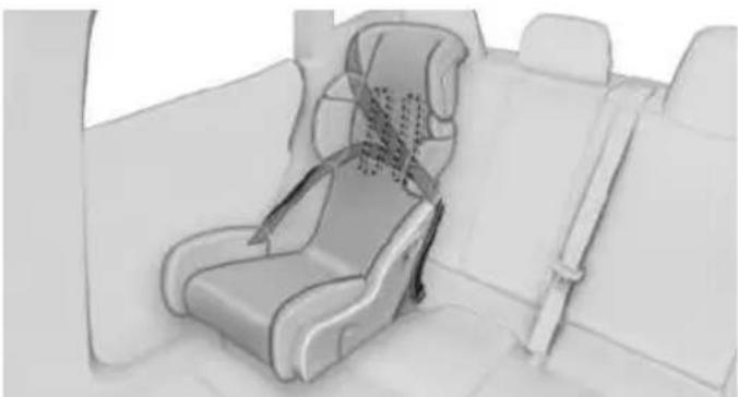 Interior view of a car seatbelt seat with visible seatbelt and seat (no text or symbols)