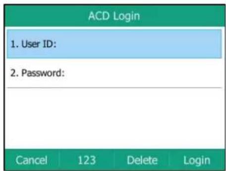 ACD Login 1. User ID: 2. Password: Cancel 123 Delete Login