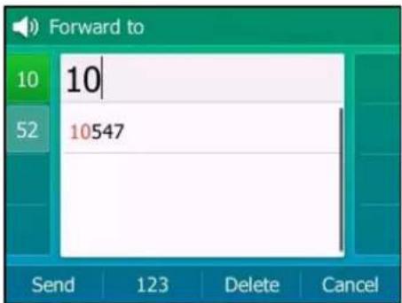 Forward to 10 10547 Send 123 Delete Cancel