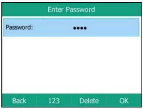 Enter Password Password: ••••• Back 123 Delete OK
