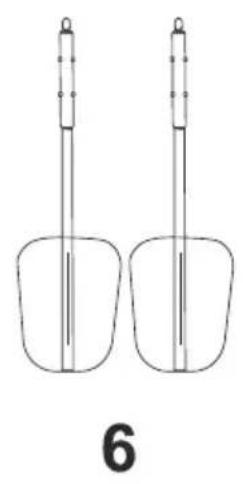 Two identical hand-painted objects resembling laboratory flasks or funnels, with no text or symbols present.