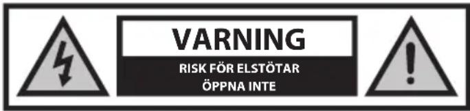 VARNING RISK FÖR ELEKTRISK STÖT ÖPPNA INTE