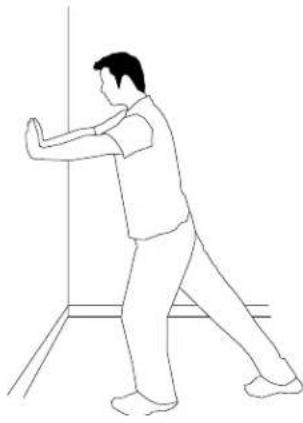 Line drawing of a person in a martial arts or exercise stance, no text or symbols present