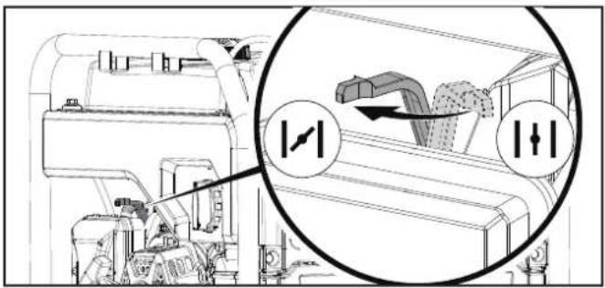 Technical diagram showing mechanical assembly with labeled parts and directional arrows indicating movement or process