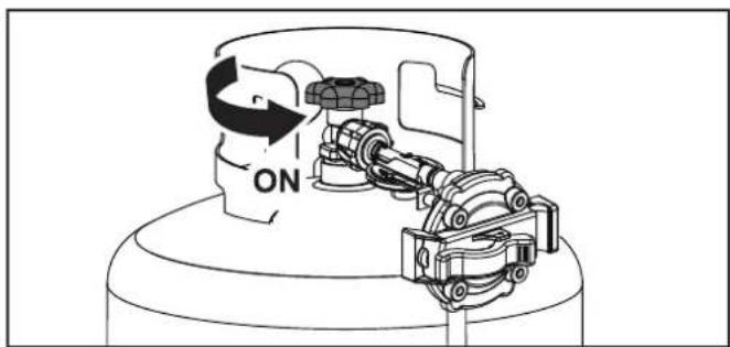 Technical diagram of a mechanical device with rotating components and a 'ON' label (no readable text or symbols beyond the label)
