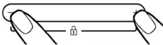 Illustration of a finger holding a horizontal bar with a lock icon, no text or symbols present