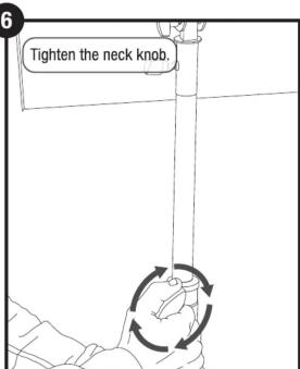 6 Tighten the neck knob.