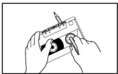 Line drawing of hands using a handheld device to adjust or install a component (no text or symbols visible)
