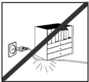 Diagram showing a power outlet connected to a box with a diagonal line, no text or symbols present