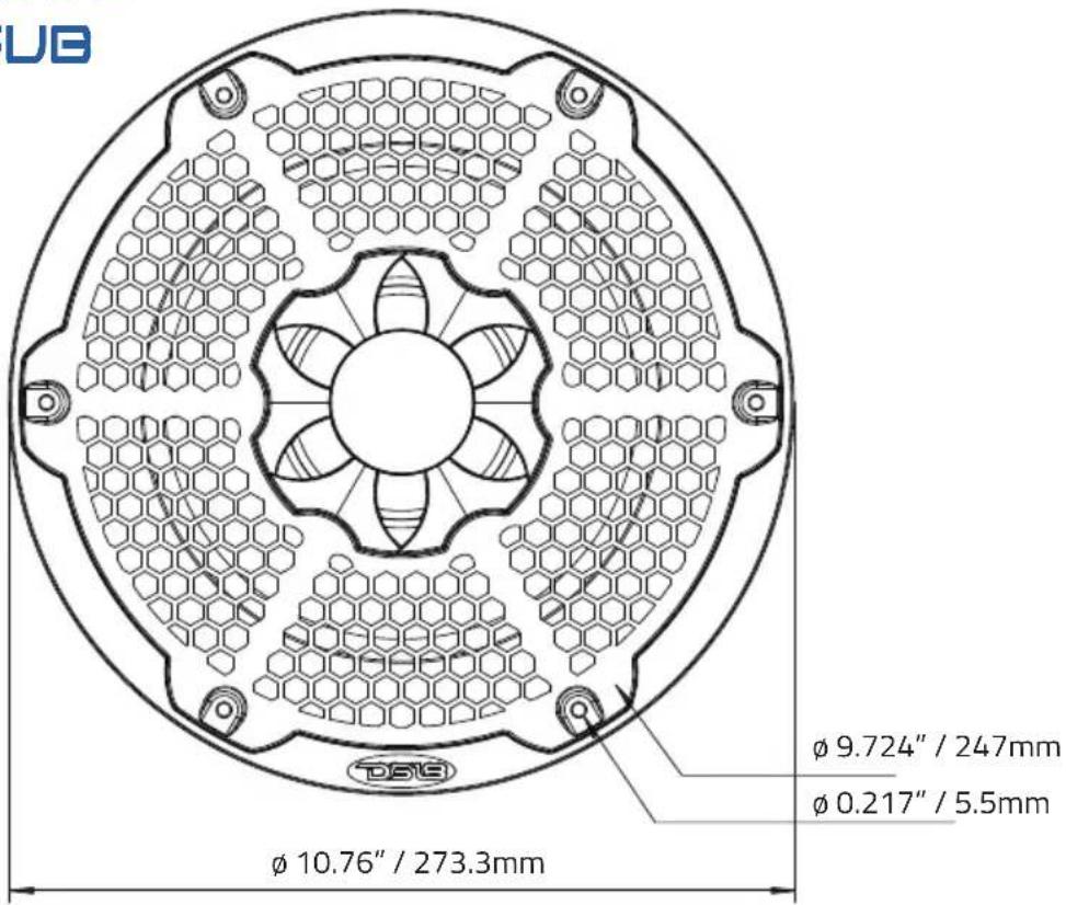UB Ø 9.724" / 247mm Ø 0.217" / 5.5mm Ø 10.76" / 273.3mm