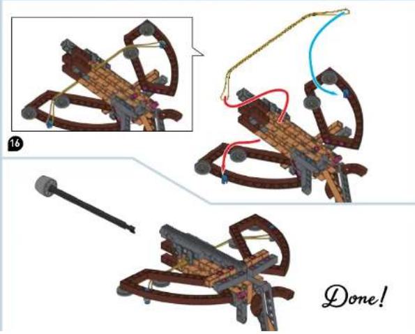 Illustration of a mechanical device with arrows and components, showing a close-up and a final state labeled 'Done!' (no text or symbols on the diagram itself)