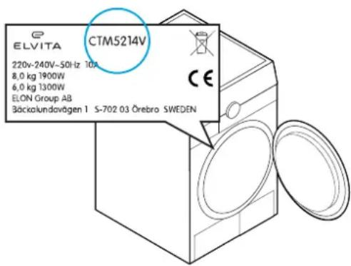 ELVITA CTM5214V 220v-240V~50Hz 10A 8,0 kg 1900W 6,0 kg 1300W ELON Group AB Bäckalundavägen 1 S-702.03 Örebro RUOTSI