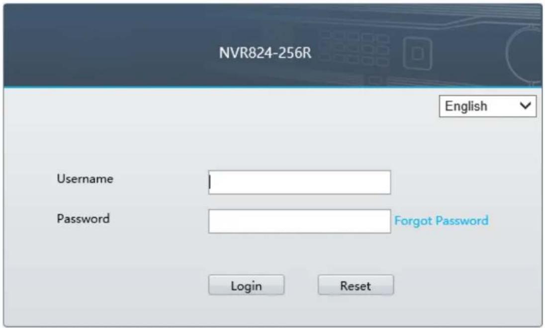 NVR824-256R Username Password Forgot Password Login Reset English