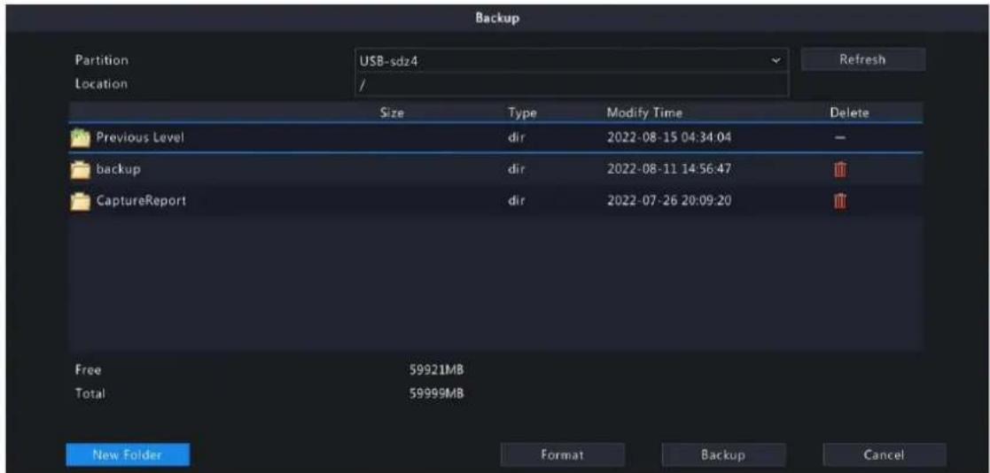 Backup Partition USB-sdz4 Location / Size Type Modify Time Delete Previous Level Hydro dir 2022-08-15 04:34:04 backup Hydro dir 2022-08-11 14:56:47 CaptureReport Hydro dir 2022-07-26 20:09:20 Free 59921MB Total 59999MB New Folder Format Backup Cancel